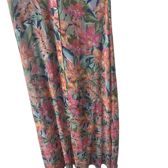 Takara Women's Size 9 Floral‎ Chiffon Babydoll Button Front Sundress Maxi Dress - Picture 3 of 9
